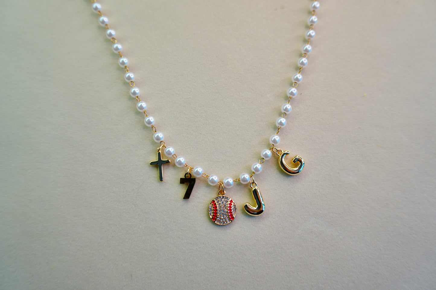 pearl chain charm necklace-original