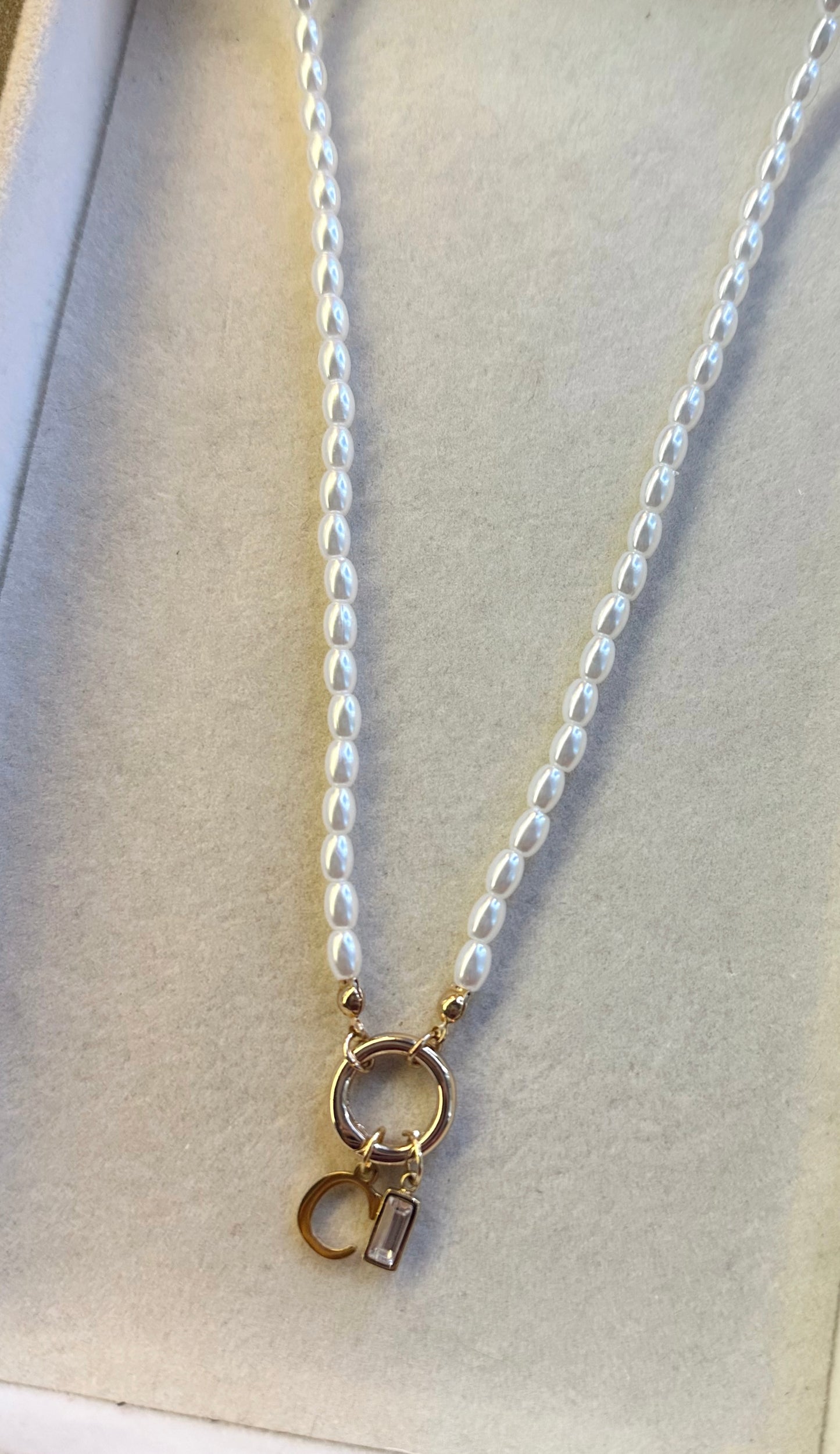 pearl charm ring necklace