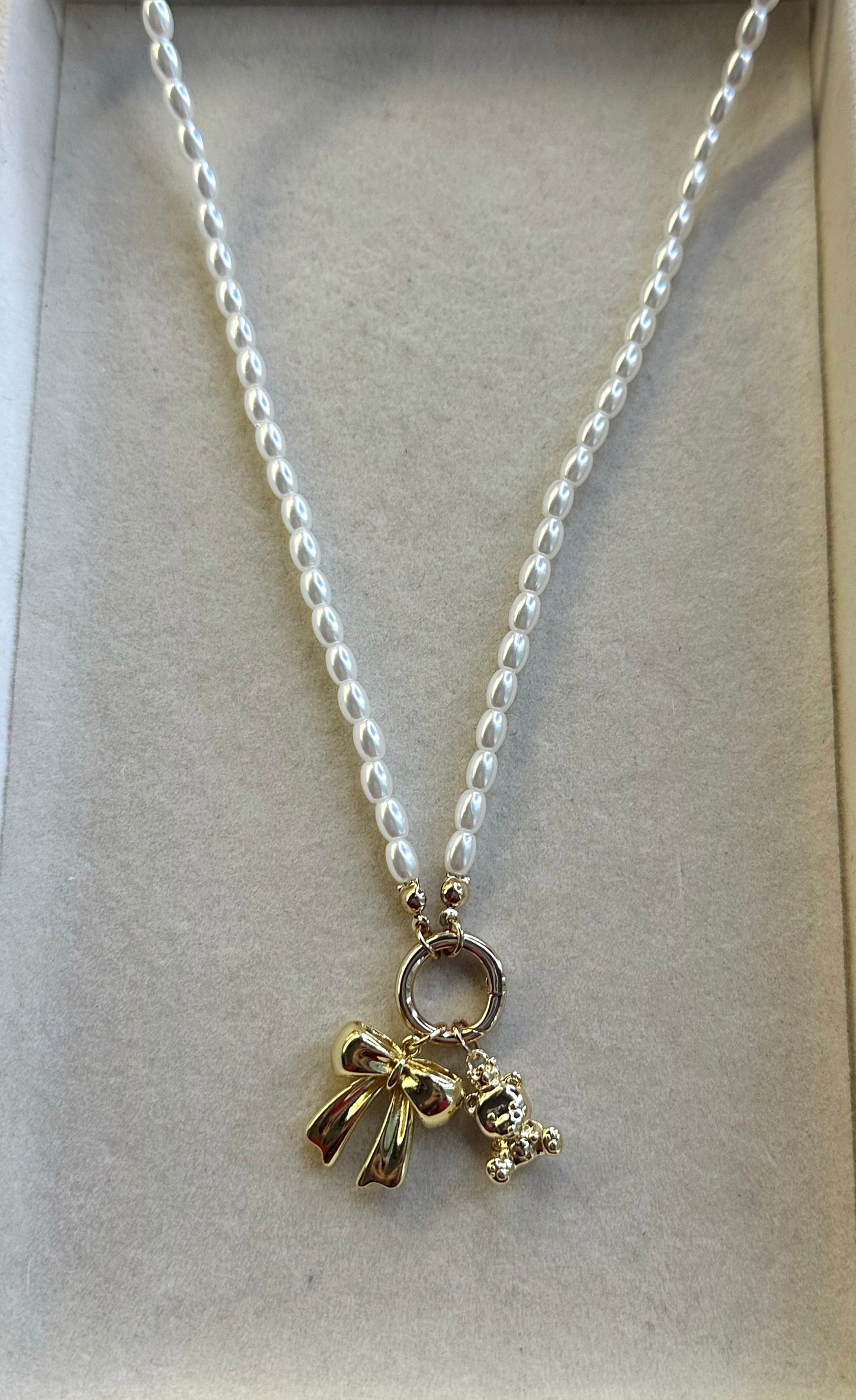 pearl charm ring necklace