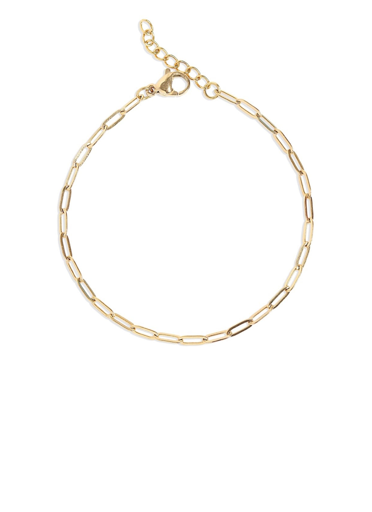 Gold chain bracelet on a white background