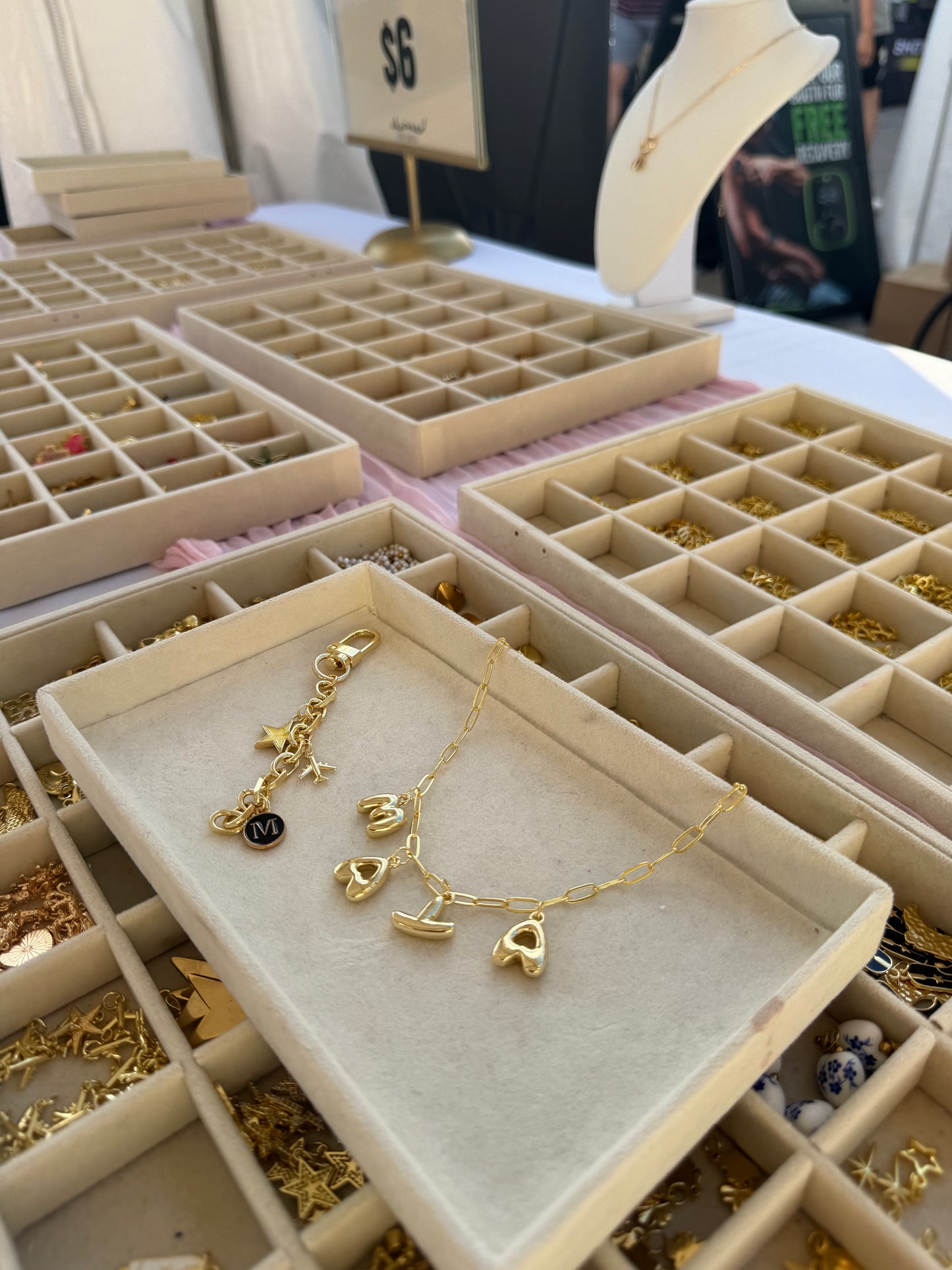 charm boxes with necklace and bag chain