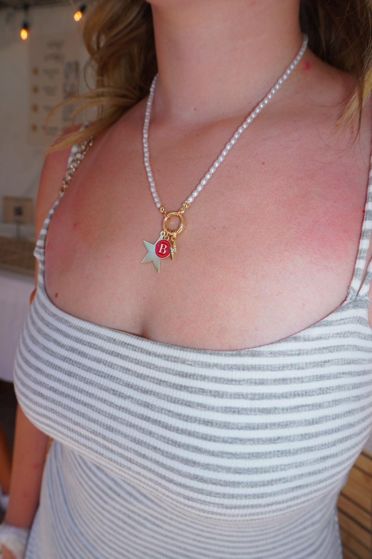 Custom Pearl Ring Charm Necklace