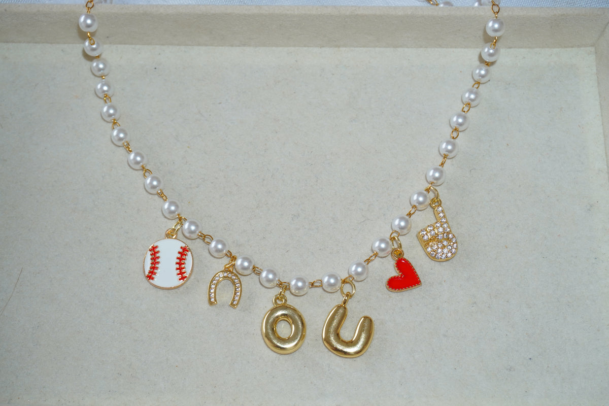 Custom Pearl Chain Charm Necklace