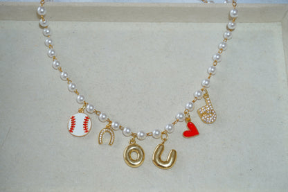 Custom Pearl Chain Charm Necklace