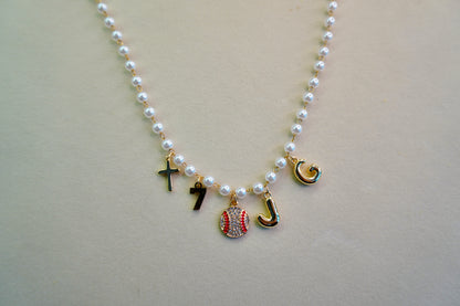 pearl chain charm necklace-original