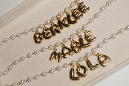 pearl chain charm necklace-original