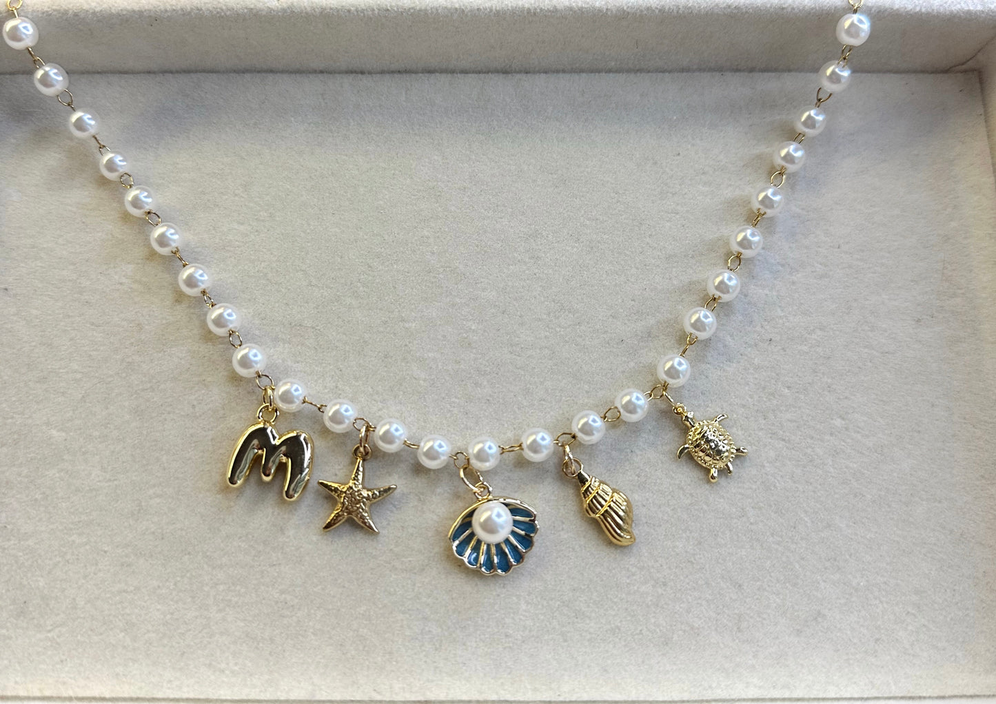 pearl chain charm necklace