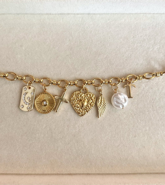 bold link charm necklace-original