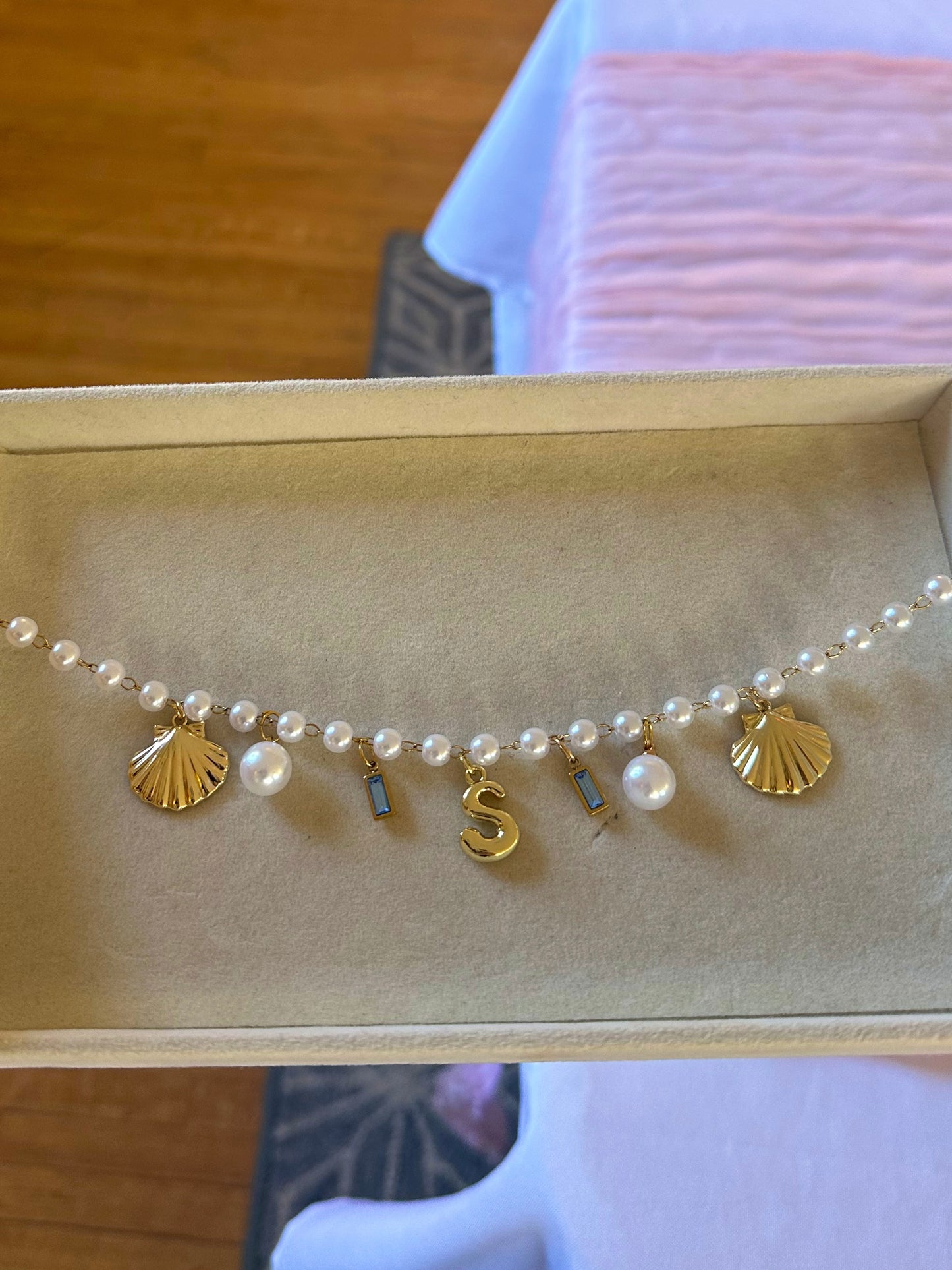 pearl chain charm necklace-original